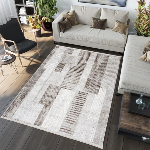 Makro Abra Kusový koberec SAHARA K924D Moderní Geometrický krémový béžový Rozměr: 120x170 cm
