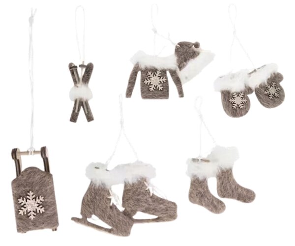 Sada vánočních závěsných dekorací CHRISTMAS SYMBOLS 6 ks - více barev
