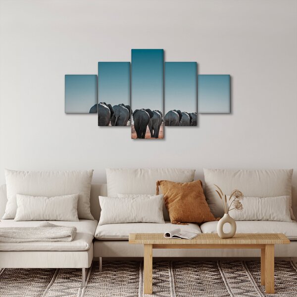 Obraz - Odchod slonů (125x70 cm)