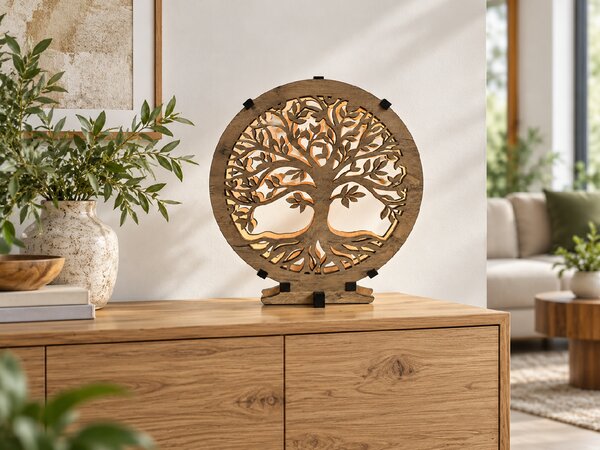 "Strom života" lampa s dvojstěným prořezem 20x22 cm provedení povrchu: dub