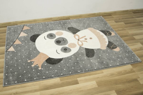Dětský koberec Lima C883A Panda šedý / krémový / růžový
