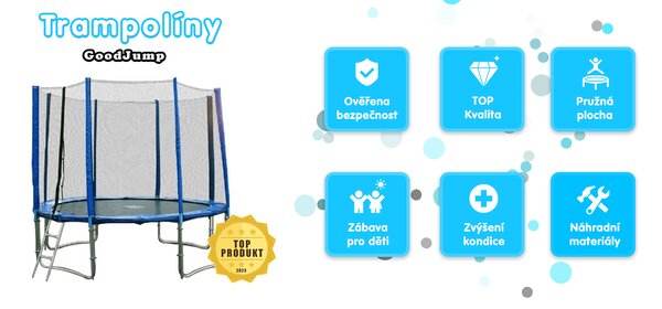 GoodJump GoodJump 4UPVC trampolína 305 cm s ochrannou sítí + žebřík + krycí plachta