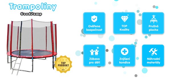 GoodJump GoodJump 4UPVC červená trampolína 366 cm s ochrannou sítí + žebřík + krycí plachta