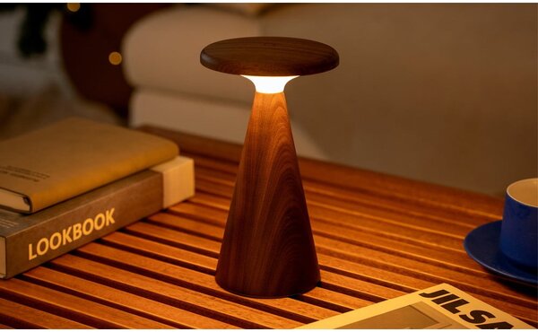 LED stolní lampa v tmavě přírodní barvě s dřevěným stínidlem (výška 21 cm) Sylva – Gingko
