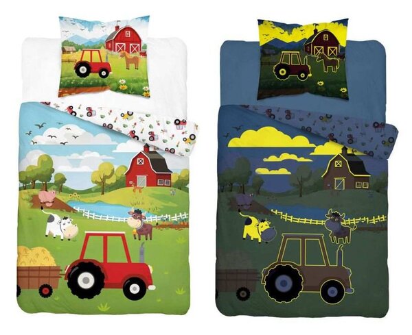 DETEXPOL Povlečení Farma červená svítící Bavlna, 140/200, 70/80 cm