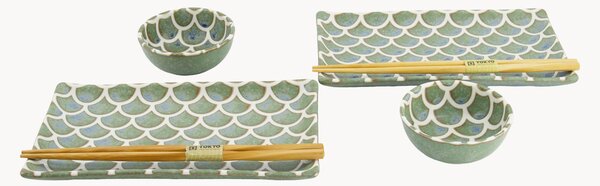 Sada porcelánového nádobí na sushi Mermaid, pro 2 osoby, 6 dílů