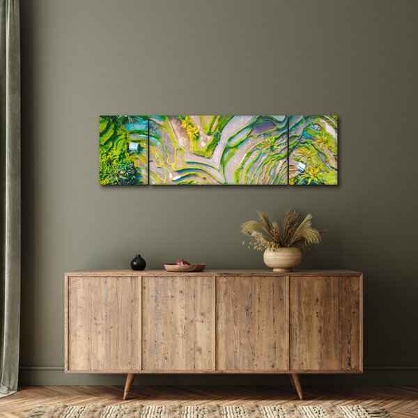 Obraz rýžových polí z ptačí perspektivy (170x50 cm)
