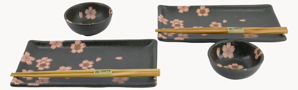 Sada porcelánového nádobí na sushi Sakura, pro 2 osoby, 6 dílů