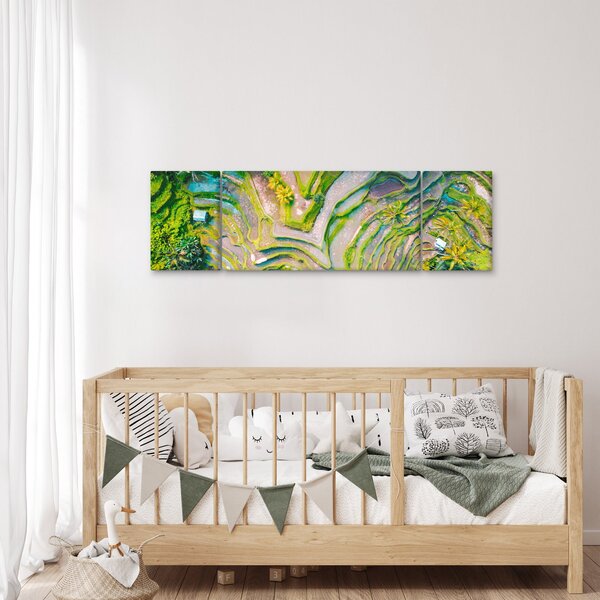 Obraz rýžových polí z ptačí perspektivy (170x50 cm)