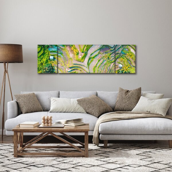 Obraz rýžových polí z ptačí perspektivy (170x50 cm)