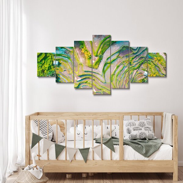 Obraz rýžových polí z ptačí perspektivy (210x100 cm)