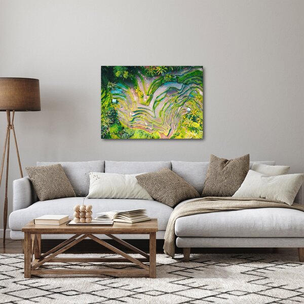 Obraz rýžových polí z ptačí perspektivy (70x50 cm)