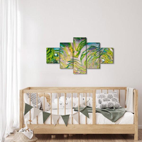 Obraz rýžových polí z ptačí perspektivy (125x70 cm)