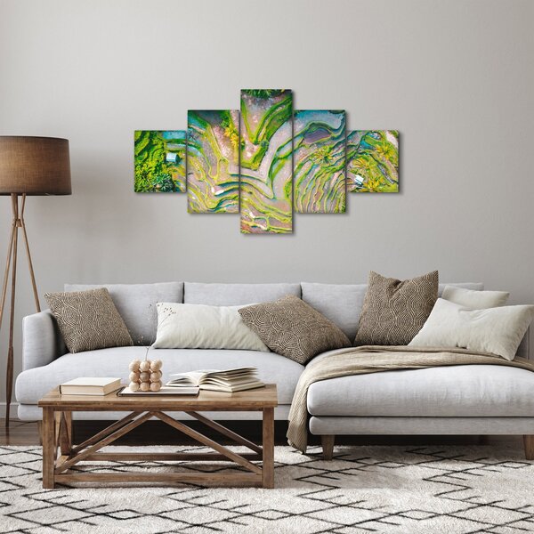 Obraz rýžových polí z ptačí perspektivy (125x70 cm)