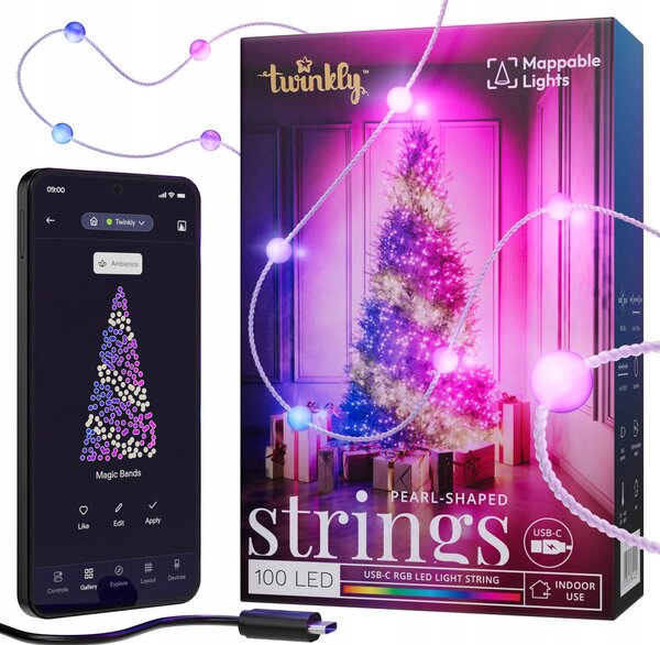 Vánoční osvětlení na stromeček Twinkly pro vnitřní použití 6 m, 51 - 100 světýlek