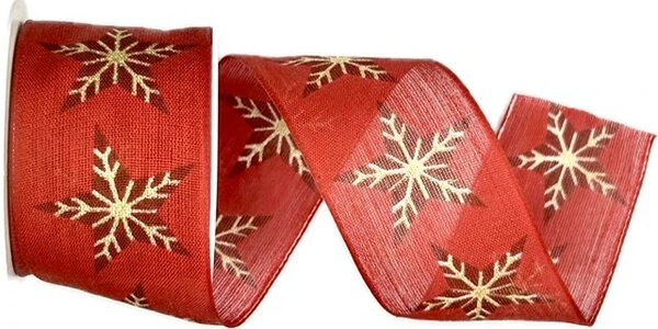 Vánoční stuha NATURAL STAR RED červená 40mm x 2m (13,-Kč/m)