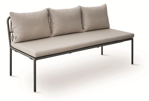 Stern Jídelní lavice bez područek Marla, Stern, 180x73x86 cm, rám hliník antracite, výplet lanko Salt, sedáky 100% akryl Grey Brown