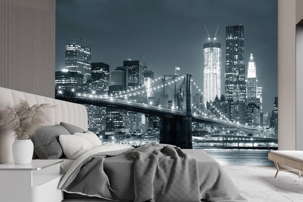 Fototapeta New York Brooklynský most černá a bílá Materiál: Vliesová, Rozměry: 200 x 140 cm