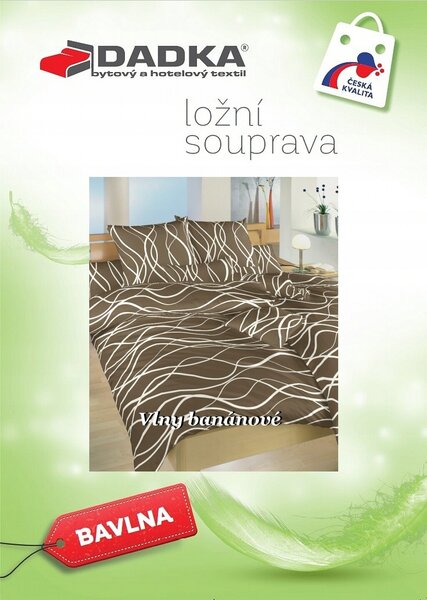 Dadka Povlečení bavlněné Vlny banánů na tmavě hnědé 140x200, 70x90 cm