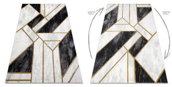 Koberec EMERALD exkluzivní 1015 glamour, styl marmur, geometrický černý/zlatý