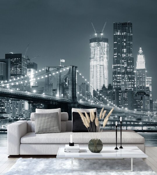 Fototapeta Brooklynský most v noci, New York černobílá verze Materiál: Vliesová, Rozměry: 100 x 100 cm