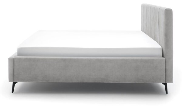 Světle šedá čalouněná dvoulůžková postel s úložným prostorem s roštem 180x200 cm Lizzano – Meise Möbel