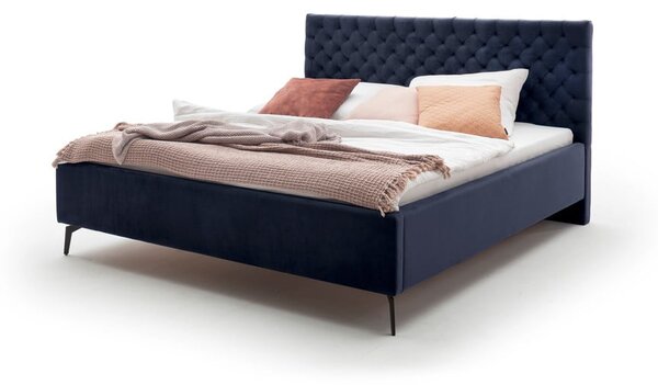Tmavě modrá dvoulůžková postel s roštěm a úložným prostorem Meise Möbel La Maison, 180 x 200 cm