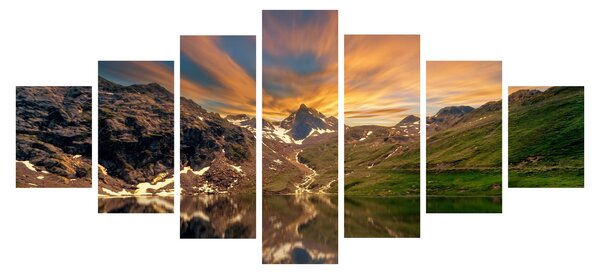 Obraz - Odraz v horském jezeře (210x100 cm)
