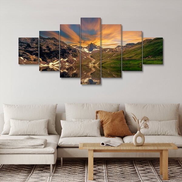Obraz - Odraz v horském jezeře (210x100 cm)