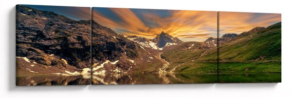 Obraz - Odraz v horském jezeře (170x50 cm)