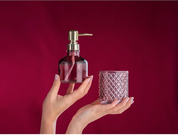 Tmavě růžový skleněný dávkovač mýdla 200 ml Atessa – Wenko