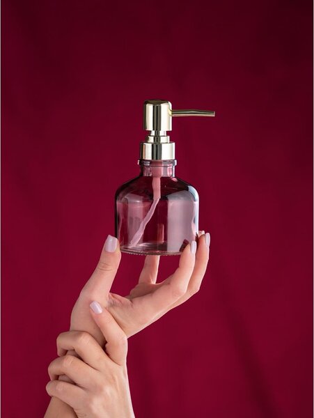 Tmavě růžový skleněný dávkovač mýdla 200 ml Atessa – Wenko