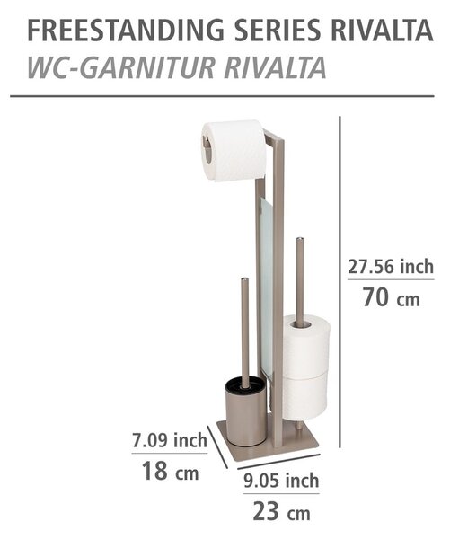 Světle hnědý stojan na toaletní papír s WC kartáčem Wenko Rivalta