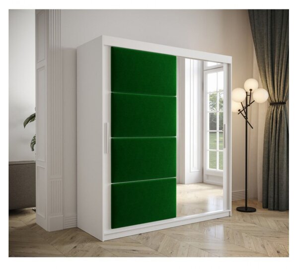 Šatní skříň s posuvnými dveřmi 180 cm TALIA - bílá / zelená