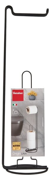 Černý stojan na toaletní papír s držákem Metaltex Origin