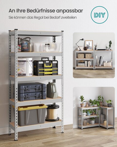 Regál 75x155x30 cm GLR300E01 stříbrný