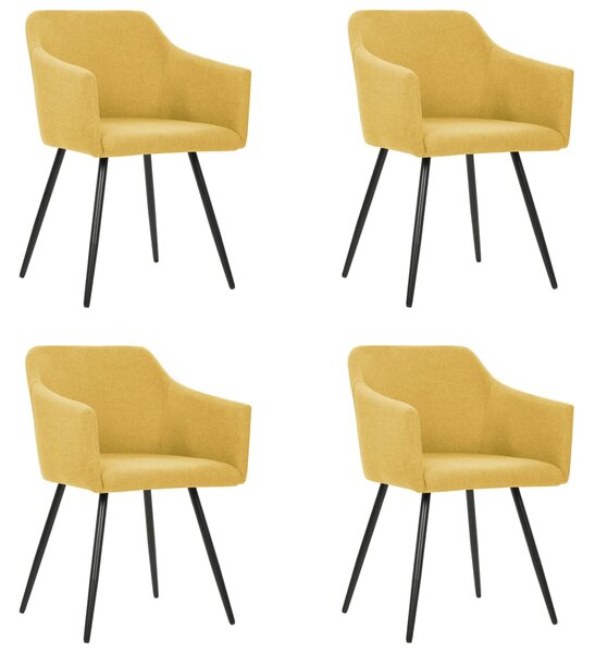 Jídelní židle 4 ks žluté textil