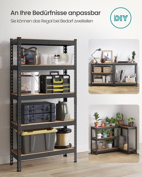 Regál 75x155x30 cm GLR300B01 černý