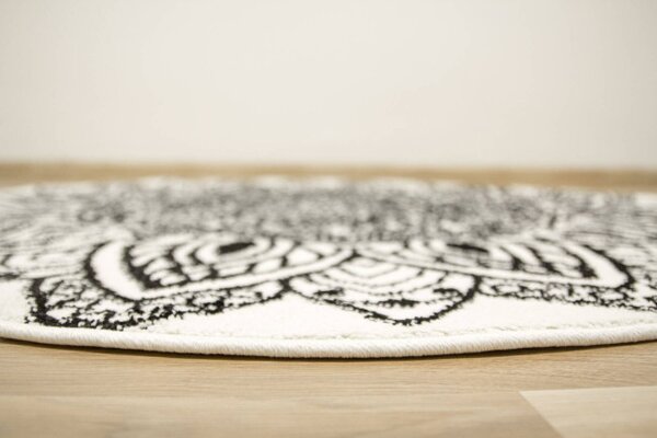 Koberec Lima G754A mandala, bílý / černý kruh