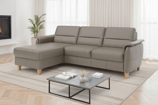 ROHOVÁ SEDAČKA, kůže, šedá Sit & More - Sedací soupravy, Online Only