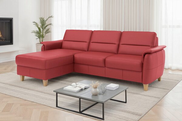 ROHOVÁ SEDAČKA, kůže, červená Sit & More - Sedací soupravy, Online Only