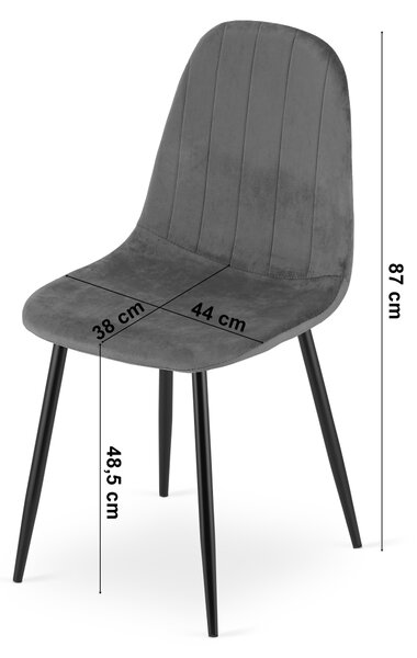 Jídelní židle PADVA VELVET s černými nohami, modrá