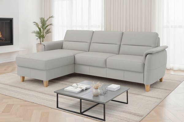 ROHOVÁ SEDAČKA, kůže, světle šedá Sit & More - Sedací soupravy, Online Only