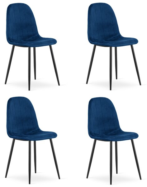 Jídelní židle PADVA VELVET s černými nohami, modrá