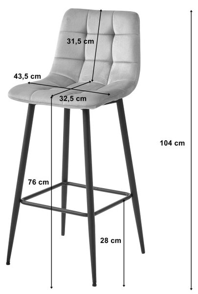 Set dvou barových židlí ARCETO sametové tmavobéžové (černé nohy) 2 ks