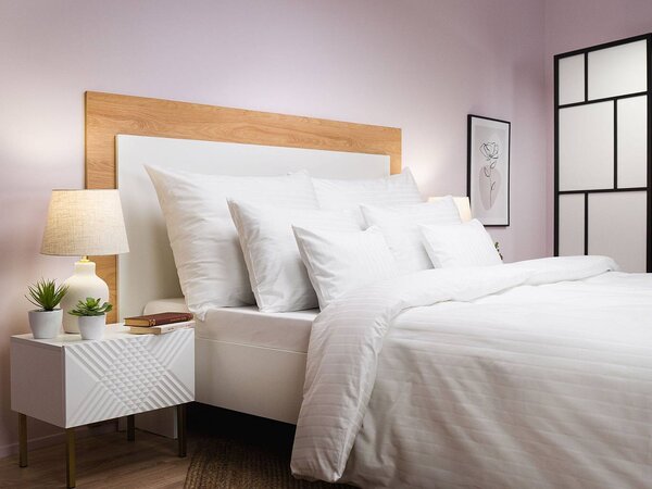 Povlečení atlas grádl Polycotton bílý pruh 140x200, 70x90 cm