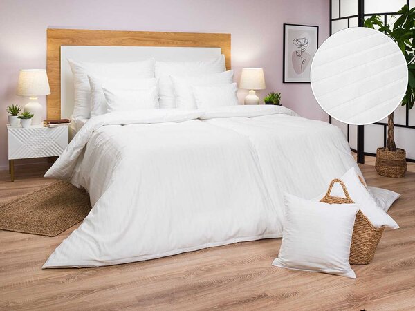Povlečení atlas grádl Polycotton bílý pruh 140x200, 70x90 cm