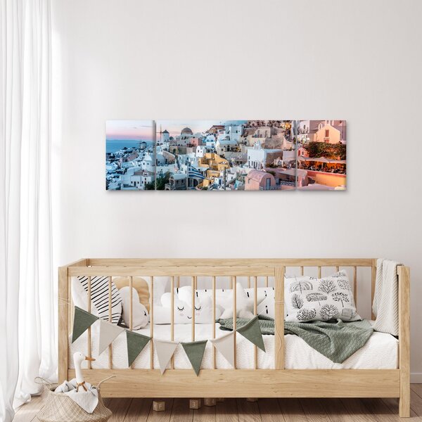 Obraz - Stmívání v Santorini (170x50 cm)