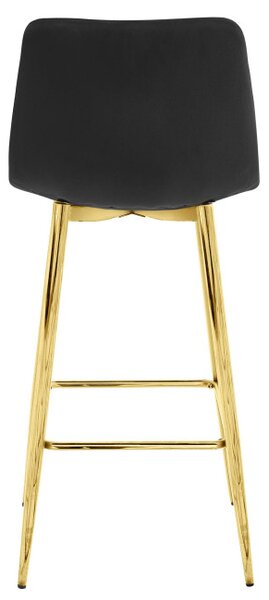 Barová židle ARCETO sametová černá (zlaté nohy)