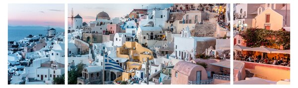 Obraz - Stmívání v Santorini (170x50 cm)